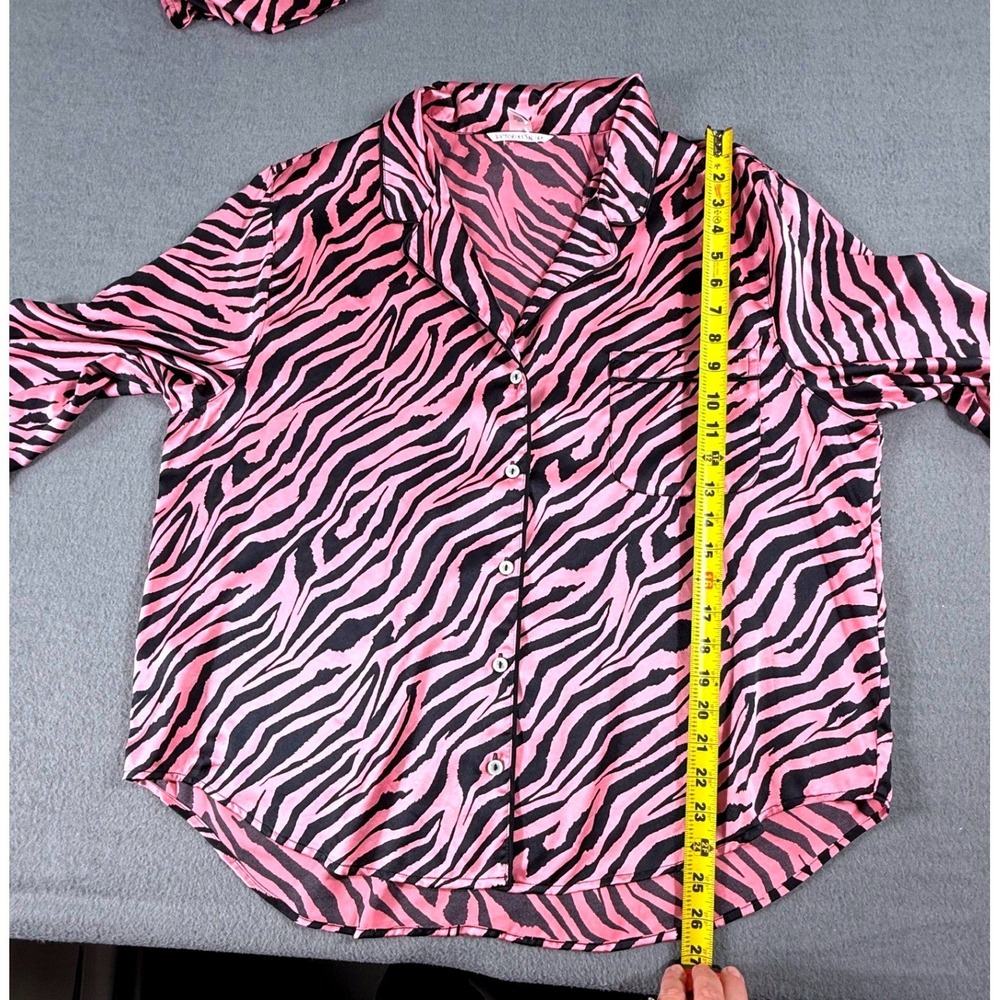 Victoria's Secret Zebra Print Pajama Set Pink Black Button Top Pants XL Comfort - Picture 12 of 12